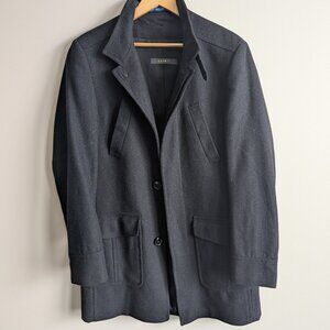 Esprit Men's Medium Over Coat Charcoal Black Detachable Neck Warmer 38/40R